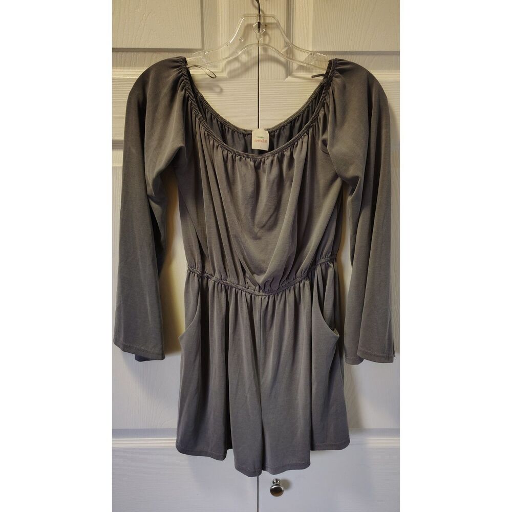 Hummingbird Off-The-Shoulder Long-Sleeve Romper Large